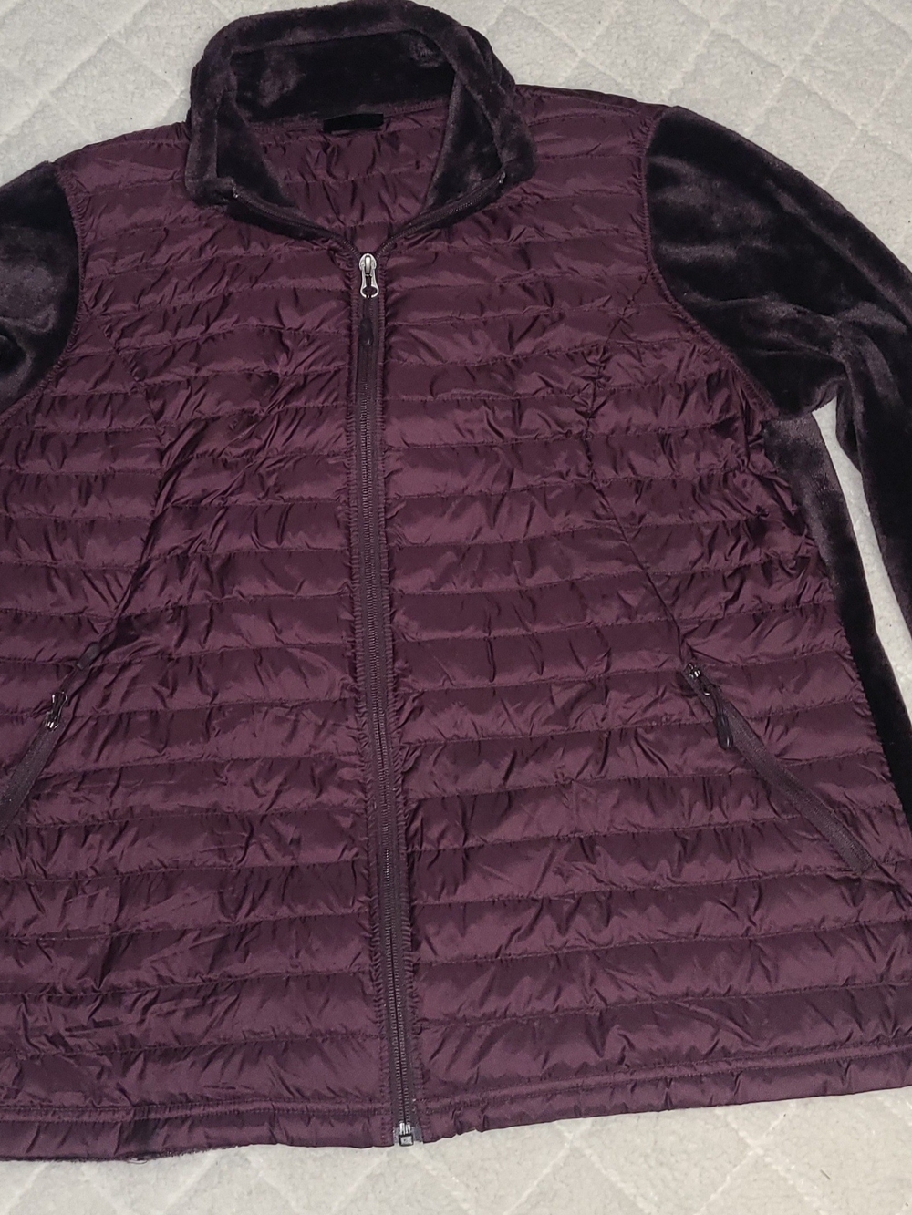 32 Degrees Quilted Puffer Jacket in Deep Plum